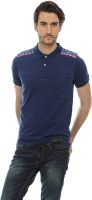 Basics Solid Men's Polo Neck Dark Blue T-Shirt