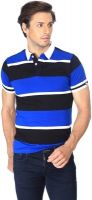 Basics Striped Men's Polo Neck Blue T-Shirt