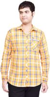 British Terminal Men's Checkered Casual Yellow Shirt