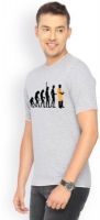 Campus Sutra Printed Men's Round Neck Grey T-Shirt