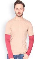 Campus Sutra Solid Men's Round Neck Pink T-Shirt