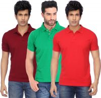 Concepts Solid Men's Polo Neck Multicolor T-Shirt(Pack of 3)