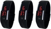 D9MART Led Black Band Unisex watch Pack of 3 Digital Watch - For Boys