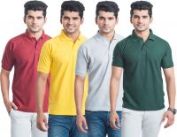 Eprilla Solid Men's Polo Neck Multicolor T-Shirt(Pack of 4)