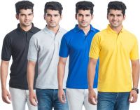Eprilla Solid Men's Polo Neck Multicolor T-Shirt(Pack of 4)