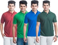 Eprilla Solid Men's Polo Neck Multicolor T-Shirt(Pack of 4)