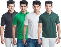Eprilla Solid Men's Polo Neck Multicolor T-Shirt(Pack of 4)
