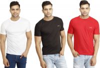 Eprilla Solid Men's Round Neck Black, White, Red T-Shirt(Pack of 3)