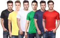 Funky Guys Solid Men's Round Neck Multicolor T-Shirt(Pack of 6)