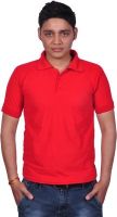 Gdivine Solid Men's Polo Neck Red T-Shirt