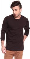 Izinc Solid Men's Round Neck Brown T-Shirt