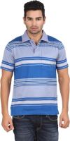 Moonwalker Striped Men's Polo Neck Blue T-Shirt