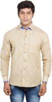 Nauhwar Men's Solid Formal Linen Yellow Shirt