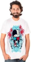 Neevov Printed Men's Round Neck White T-Shirt