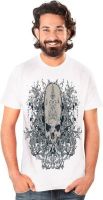 Neevov Printed Men's Round Neck White T-Shirt
