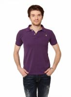 Oxolloxo Solid Men's Polo Neck Purple T-Shirt