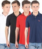 PRO Lapes Solid Men's Polo Neck Multicolor T-Shirt(Pack of 4)