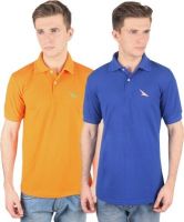 PRO Lapes Solid Men's Polo Neck Multicolor T-Shirt(Pack of 2)