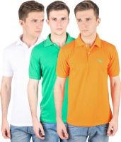 PRO Lapes Solid Men's Polo Neck Multicolor T-Shirt(Pack of 3)