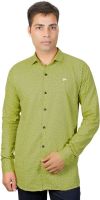 Phashion Town Men's Printed Casual Dark Green Shirt