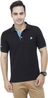 Raw Addict Embroidered Men's Polo Neck Black T-Shirt