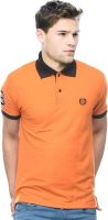 Sobre Estilo Solid Men's Polo Neck Orange T-Shirt