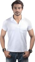 Spur Solid Men's Polo Neck White T-Shirt