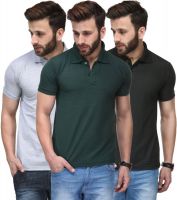 TSX Solid Men's Polo Neck Multicolor T-Shirt(Pack of 3)