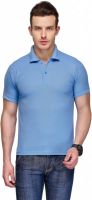 Teesort Solid Men's Polo Neck Blue T-Shirt