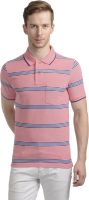 WRIG Striped Men's Polo Neck Pink T-Shirt