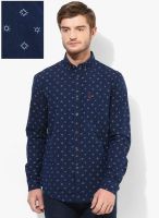 Allen Solly Blue Printed Regular Fit Casual Shirt