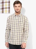 Allen Solly Yellow Checks Regular Fit Casual Shirt