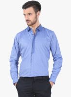 Basics Blue Solid Slim Fit Casual Shirt