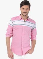 Basics Pink Striped Slim Fit Casual Shirt