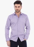 Basics Purple Solid Slim Fit Casual Shirt