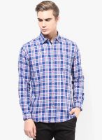 British Club Blue Checks Slim Fit Casual Shirt