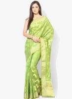 Bunkar Green Printed Chanderi Saree