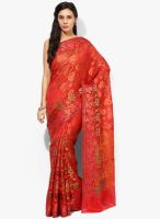 Bunkar Red Embellished Saree