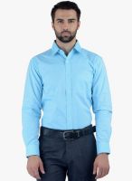 Cobb Aqua Blue Solid Slim Fit Formal Shirt