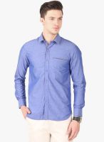 Cotton County Premium Blue Solid Slim Fit Casual Shirt