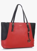 Da Milano Coral Red/Black Leather Handbag