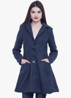Faballey Navy Blue Solid Winter Jacket