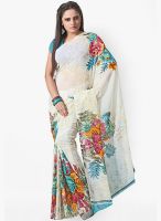 Florence White Printed Saree