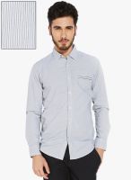 Globus Grey Striped Regular Fit Casual Shirt