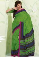 Inddus Green Printed Saree