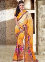 Inddus Yellow Printed Saree