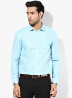 Independence Aqua Blue Checks Slim Fit Formal Shirt