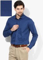 Independence Blue Printed Slim Fit Formal Shirt