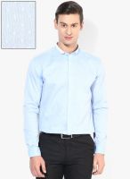 Independence Blue Printed Slim Fit Formal Shirt