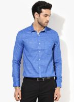 Independence Blue Solid Slim Fit Formal Shirt